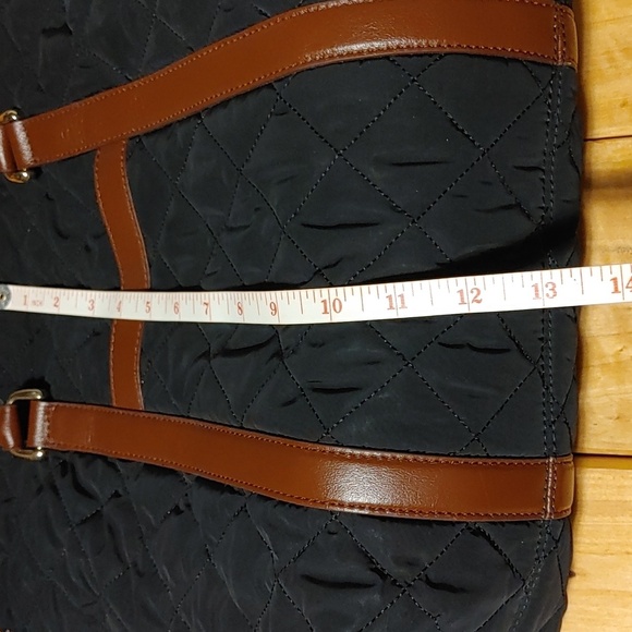 Talbots Black Quilted Shoulder Bag with Faux Leather Straps - Picture 10 of 14